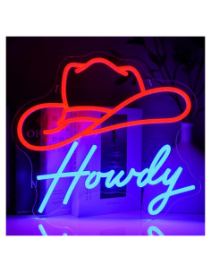 Cartel de Neón LED Cowboy Howdy 39x32.5cm para Decoración