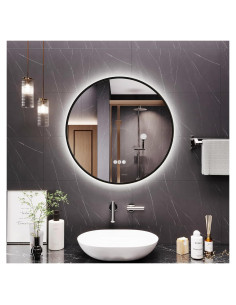 Espejo de Baño Redondo YIDABATH 61x61 cm con Luz LED y Anti-vaho