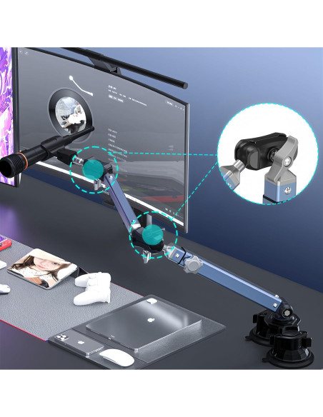 Brazo de Micrófono Ajustable 360 Aluminio Azul 1.5 kg