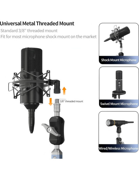 Brazo de Micrófono Ajustable 360 Aluminio Azul 1.5 kg