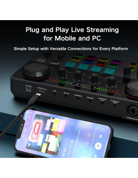 Mezclador de Audio HOSONGIN P300 - Interfaz USB con Efectos