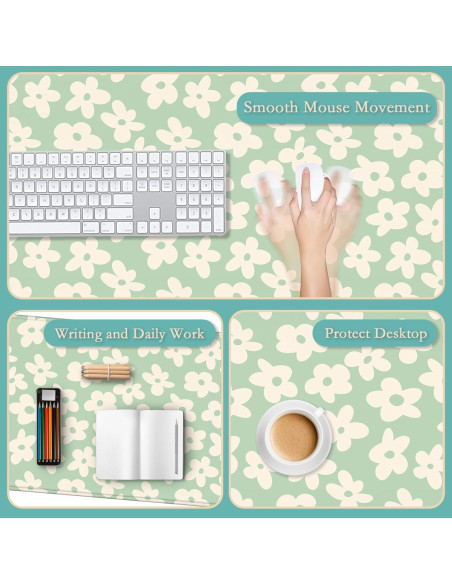 Alfombrilla de Escritorio TUBAMQ 80x40cm Flor Margarita Vintage