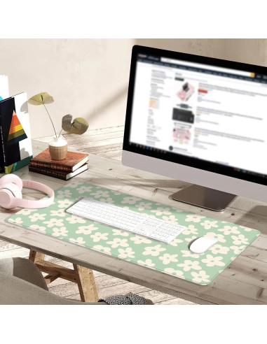 Alfombrilla de Escritorio TUBAMQ 80x40cm Flor Margarita Vintage