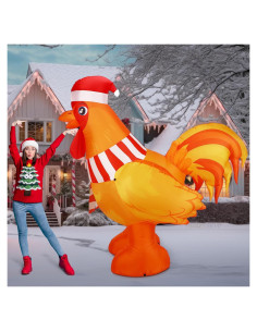 Gallo Inflable de Navidad 1.83m RoundFunny con Luces LED