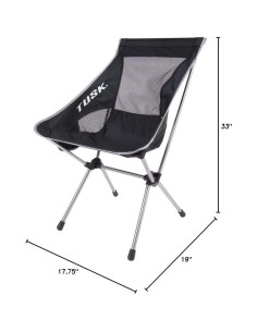 Silla de Camping Plegable Tusk 1.24 kg con Descanso de Brazos 2