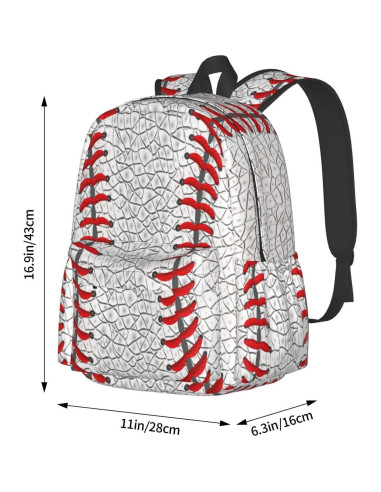 Mochila Escolar Ligera Unisex 28x16x43 cm - Color Béisbol