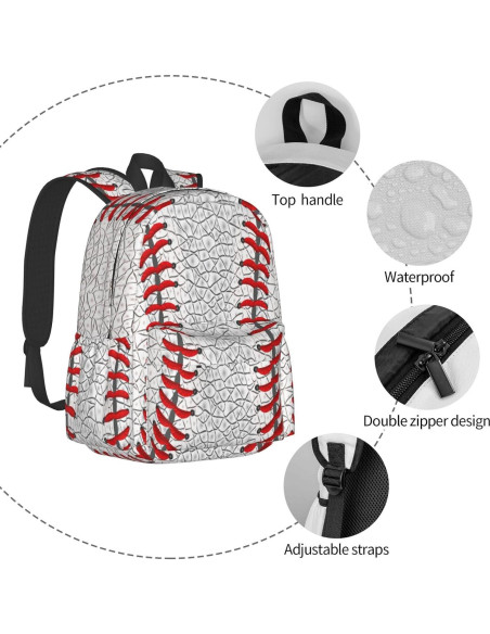 Mochila Escolar Ligera Unisex 28x16x43 cm - Color Béisbol