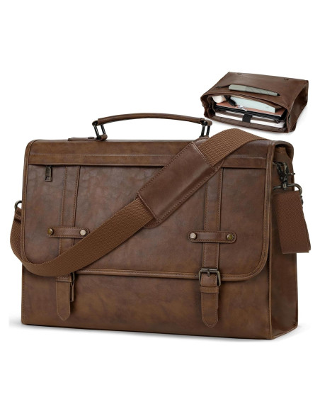 Bolsa de Mensajero Rainsmore 43x15x33 cm Impermeable Cuero Vintage