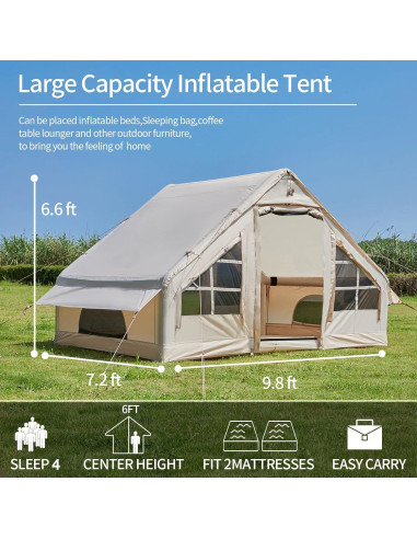 Tienda Inflable SHANQUAN para 4 Personas con Bomba - Impermeable