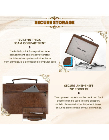 Bolsa de Mensajero Rainsmore 43x15x33 cm Impermeable Cuero Vintage