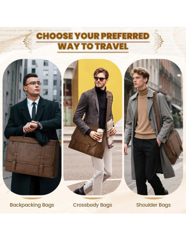 Bolsa de Mensajero Rainsmore 43x15x33 cm Impermeable Cuero Vintage