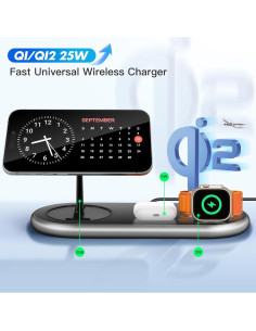 Cargador Inalámbrico 3 en 1 LOOWARTS para iPhone, Apple Watch y Airpods 2