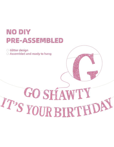 Banner Brillante Feliz Cumpleaños BEISHIDA Rosa Pre-ensamblado