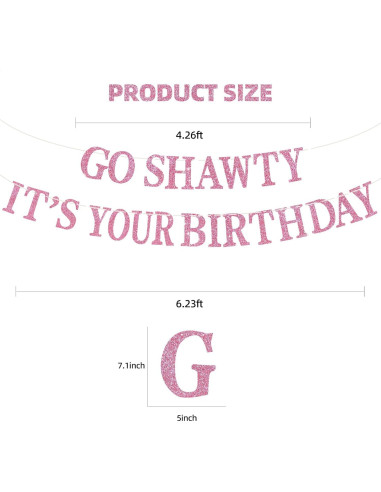 Banner Brillante Feliz Cumpleaños BEISHIDA Rosa Pre-ensamblado