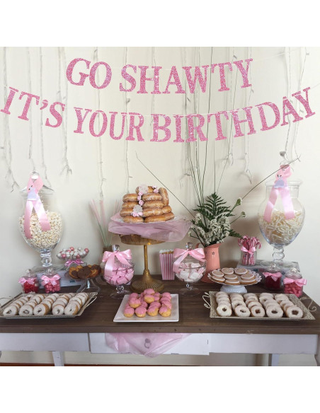 Banner Brillante Feliz Cumpleaños BEISHIDA Rosa Pre-ensamblado