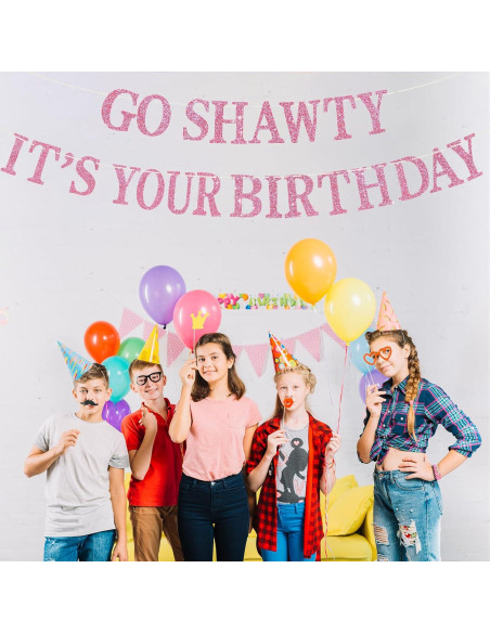 Banner Brillante Feliz Cumpleaños BEISHIDA Rosa Pre-ensamblado