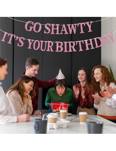 Banner Brillante Feliz Cumpleaños BEISHIDA Rosa Pre-ensamblado