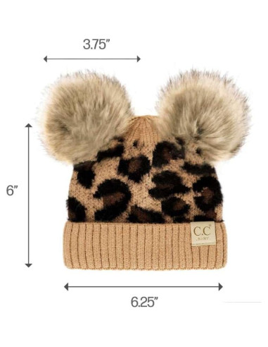 Gorro de Punto Trenzado C.C para Niñas con Pom Pom Sintético
