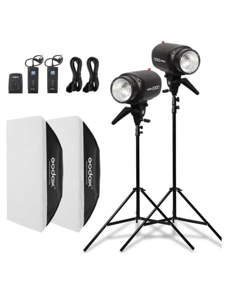 Kit de luces estroboscópicas Godox 600W 2x300W con softbox