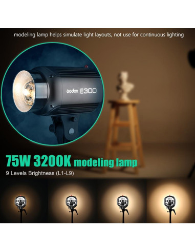 Kit de luces estroboscópicas Godox 600W 2x300W con softbox