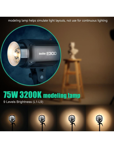 Kit de luces estroboscópicas Godox 600W 2x300W con softbox