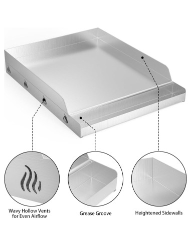 Plancha de Acero Inoxidable Onlyfire para BBQ 31.75x40.64 cm