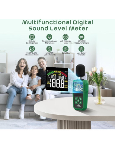 Medidor de Decibelios SQECH SL720C Digital con Pantalla LCD