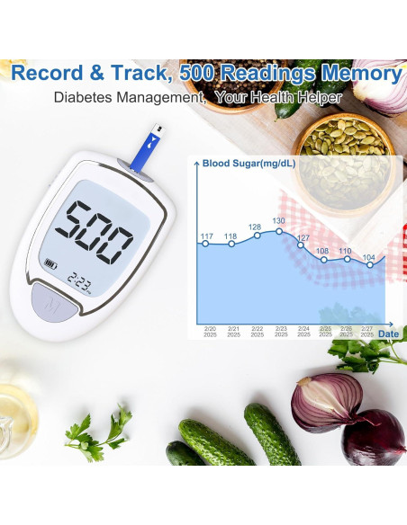 Kit Monitor de Glucosa CAKRNPS G-425-3 con 100 Tiras y Lancetas