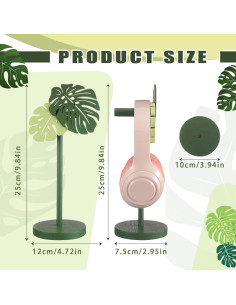 Soporte de Auriculares Yookeer Monstera de Madera 25x12cm 2