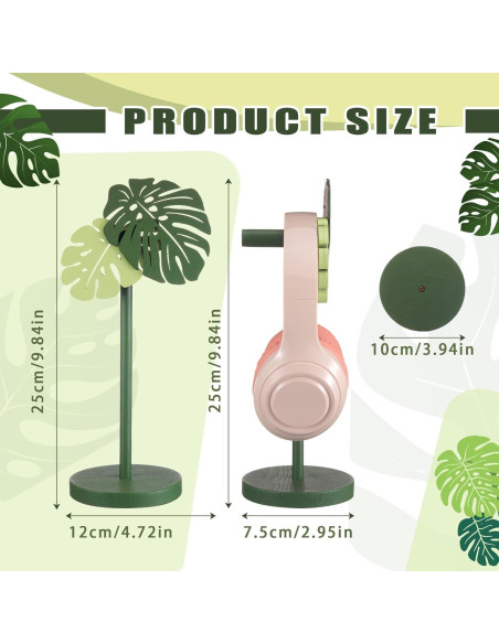 Soporte de Auriculares Yookeer Monstera de Madera 25x12cm