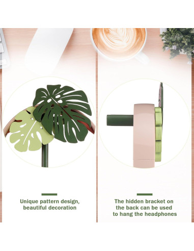 Soporte de Auriculares Yookeer Monstera de Madera 25x12cm