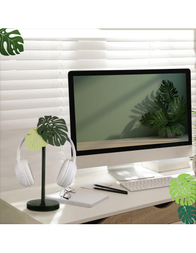 Soporte de Auriculares Yookeer Monstera de Madera 25x12cm