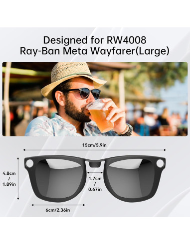 Clip Polarizado HiBloks para Ray-Ban Meta Wayfarer L 53-22