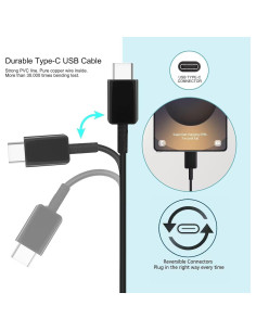 Cargador Rápido Tipo C USB para Galaxy Buds Pro y FE 1m 2
