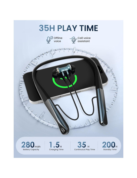Auriculares Bluetooth 5.4 LAMA con cuello, impermeables y ANC