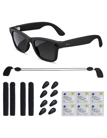 Accesorios para Gafas Inteligentes Ray-Ban Meta Wayfarer - 4 Almohadillas, Cordón y Soporte
