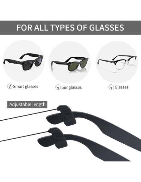 Accesorios para Gafas Inteligentes Ray-Ban Meta Wayfarer - 4 Almohadillas, Cordón y Soporte