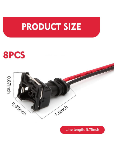 Conector de inyector de combustible GRANDI 8 PCS negro