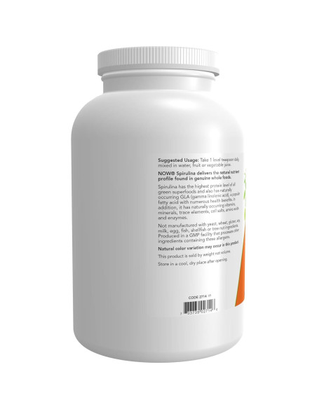 Polvo de Espirulina Orgánica NOW Foods 454g - Rico en B-12 y Beta-Caroteno Polvo de Espirulina Orgánica NOW Foods 454g - Rico en B-12 y Beta-Caroteno