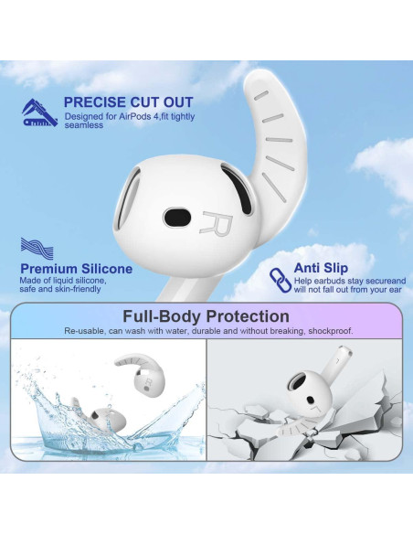 5 Pares de Ganchos de Oreja Silicona para AirPods 4 - 5 Colores