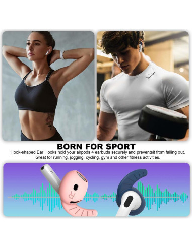 5 Pares de Ganchos de Oreja Silicona para AirPods 4 - 5 Colores