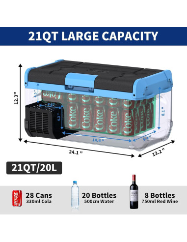 Refrigerador Portátil Tecnolove 20L - Enfriamiento Rápido - Azul