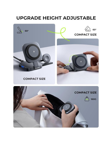 Estación de Carga Inalámbrica 3 en 1 LISEN para Apple - Negro