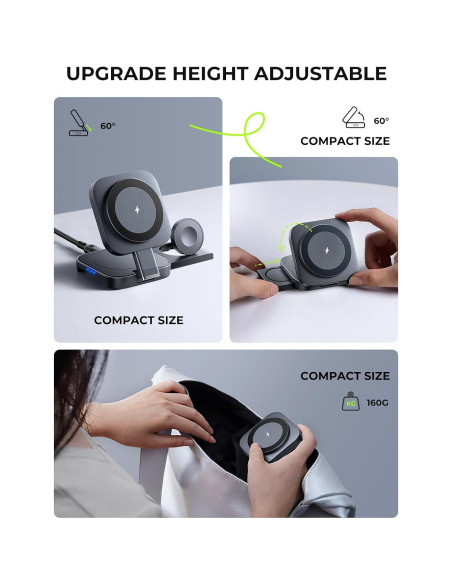 Estación de Carga Inalámbrica 3 en 1 LISEN para Apple - Negro