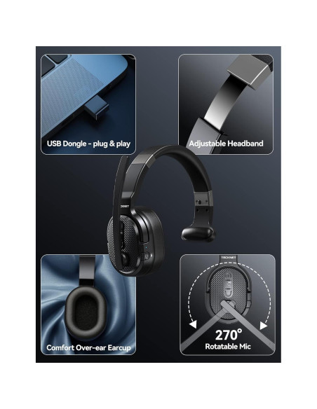 Auriculares Inalámbricos TECKNET TK-HS005 con Cancelación de Ruido