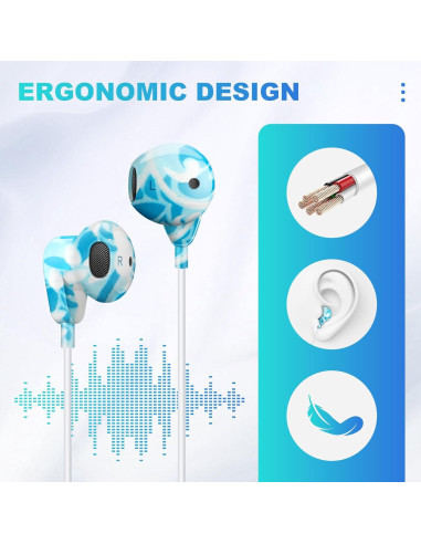 Auriculares con cable XNMOA para iPhone con micrófono azul