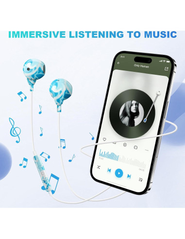 Auriculares con cable XNMOA para iPhone con micrófono azul