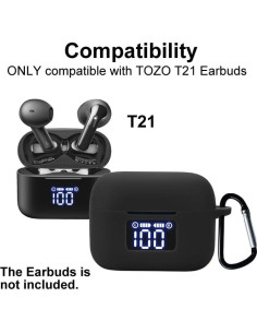 Funda de Silicona SMAATE para Auriculares TOZO T21 - Negra 2