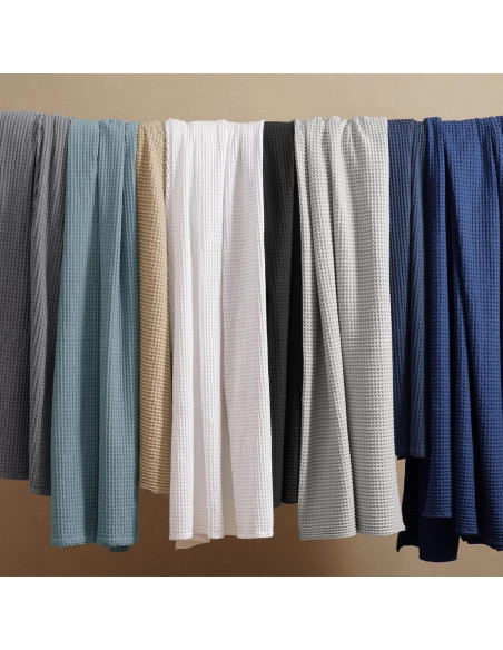 Manta de Waffle PHF 100% Algodón Queen Blanca Transpirable