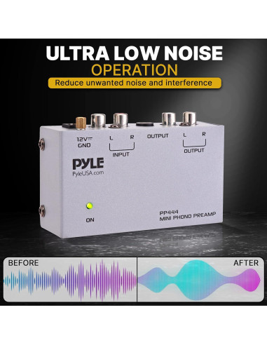 Preamplificador de Fono Pyle PP444 - Bajo Ruido RCA 12V
